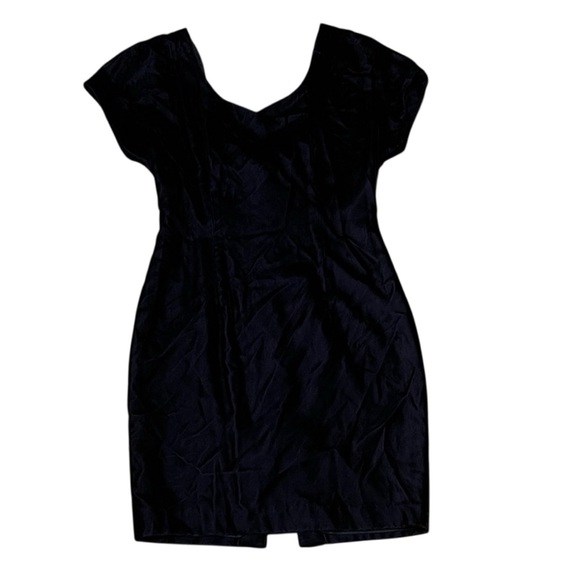 Donna Ricco Vintage Navy Blue velvet Bow Back Cocktail Dress Size 10 EUC - Picture 4 of 12